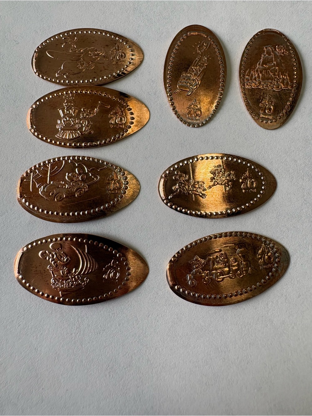 Set of 8 Disneyland 70th Anniversary Pressed Pennie’s